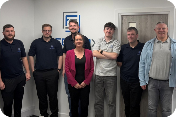 Fleetmaxx Solutions Northwich team pictured at their office following the launch of a new partnership with BNX Business Networking Expos to help SMEs reduce fuel and fleet costs.