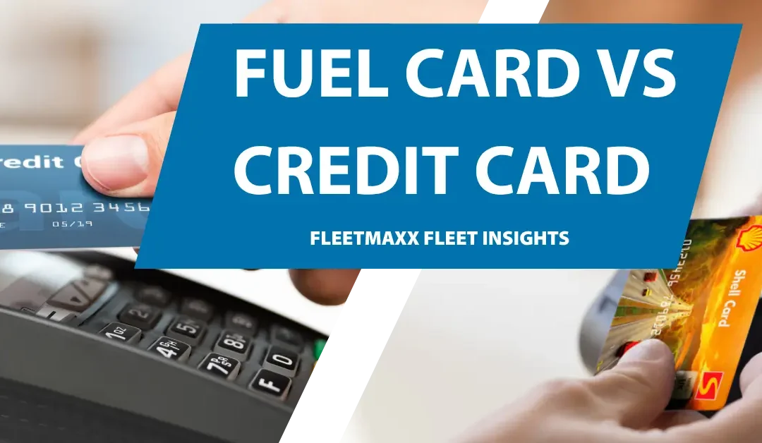 Comparison between a business fuel card VS company credit card showing payment options for diesel and petrol purchases.