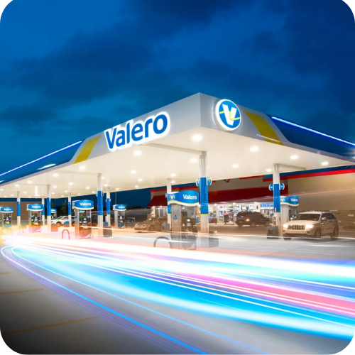 Fuel Card VAT Reclaim: Valero fuel station accepting business fuel cards, helping companies manage fuel expenses and maintain accurate VAT records.