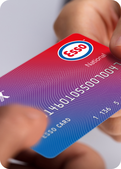 Fuel Card Security Tips: Close-up of an Esso fuel card being held by a driver, highlighting fuel card security, fraud prevention, and secure business fuel management.
