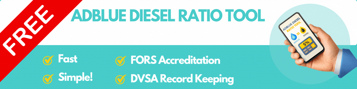 Free AdBlue diesel ratio tool for UK fleets with FORS accreditation support and DVSA record keeping.