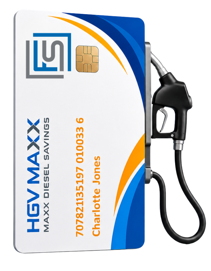 HGV MAXX Diesel Card with fuel nozzle offering transparent weekly diesel pricing and nationwide HGV fuel savings.